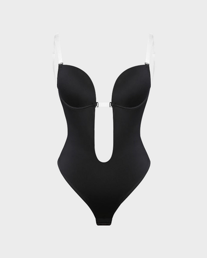 Deep Plunge Shapewear Bodysuit | Built-In Push-Up Bra & Tummy Control