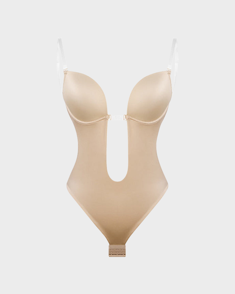 Deep Plunge Shapewear Bodysuit | Built-In Push-Up Bra & Tummy Control