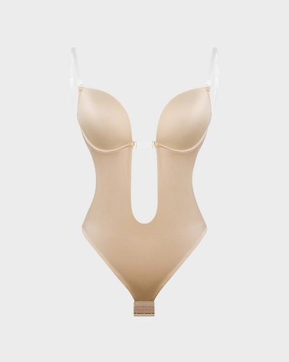 Deep Plunge Shapewear Bodysuit | Built-In Push-Up Bra & Tummy Control
