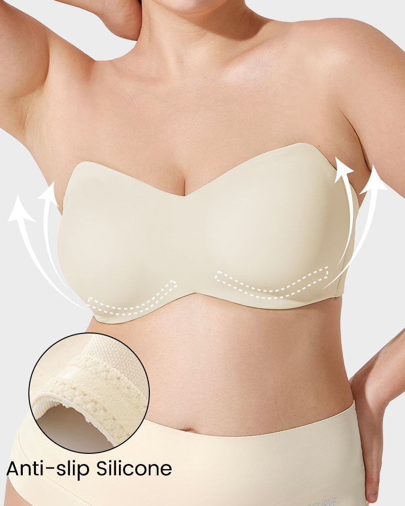 Strapless Bra with Non-Slip Grip & Smooth Rounded Cups