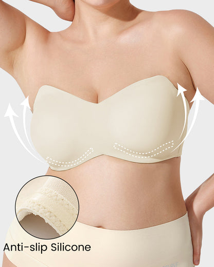 Strapless Bra with Non-Slip Grip & Smooth Rounded Cups