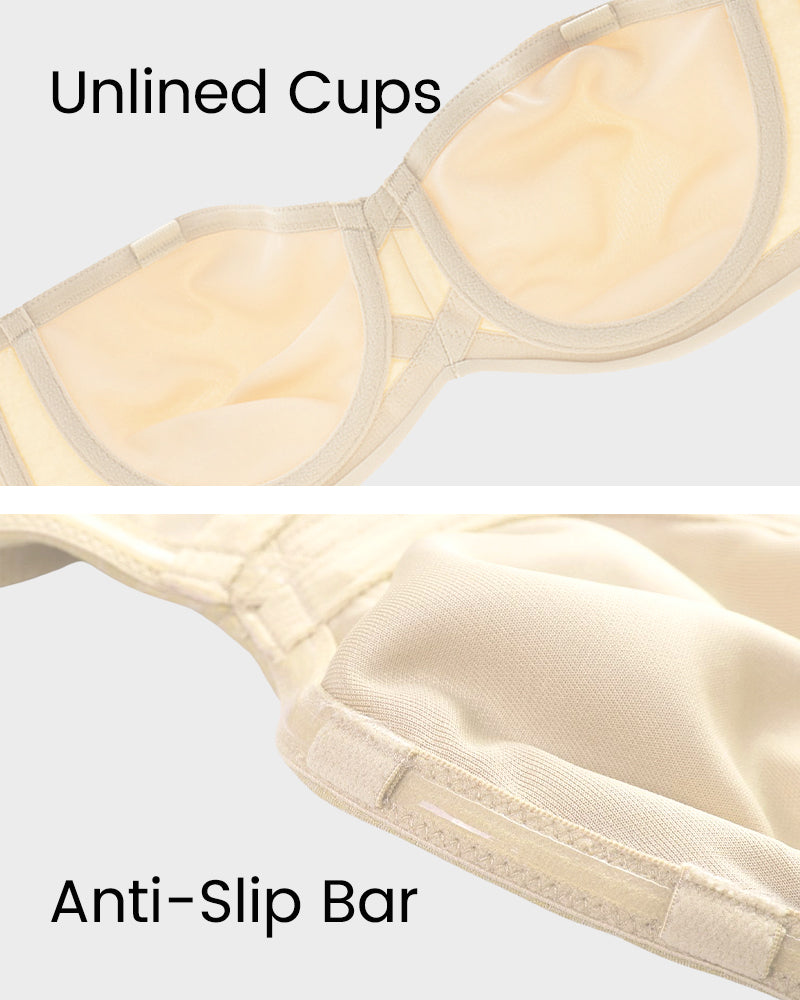 Strapless Bra with Non-Slip Grip & Smooth Rounded Cups