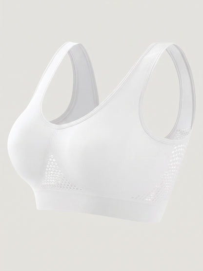 Breathable Racerback Sports Bra with Mesh Panels