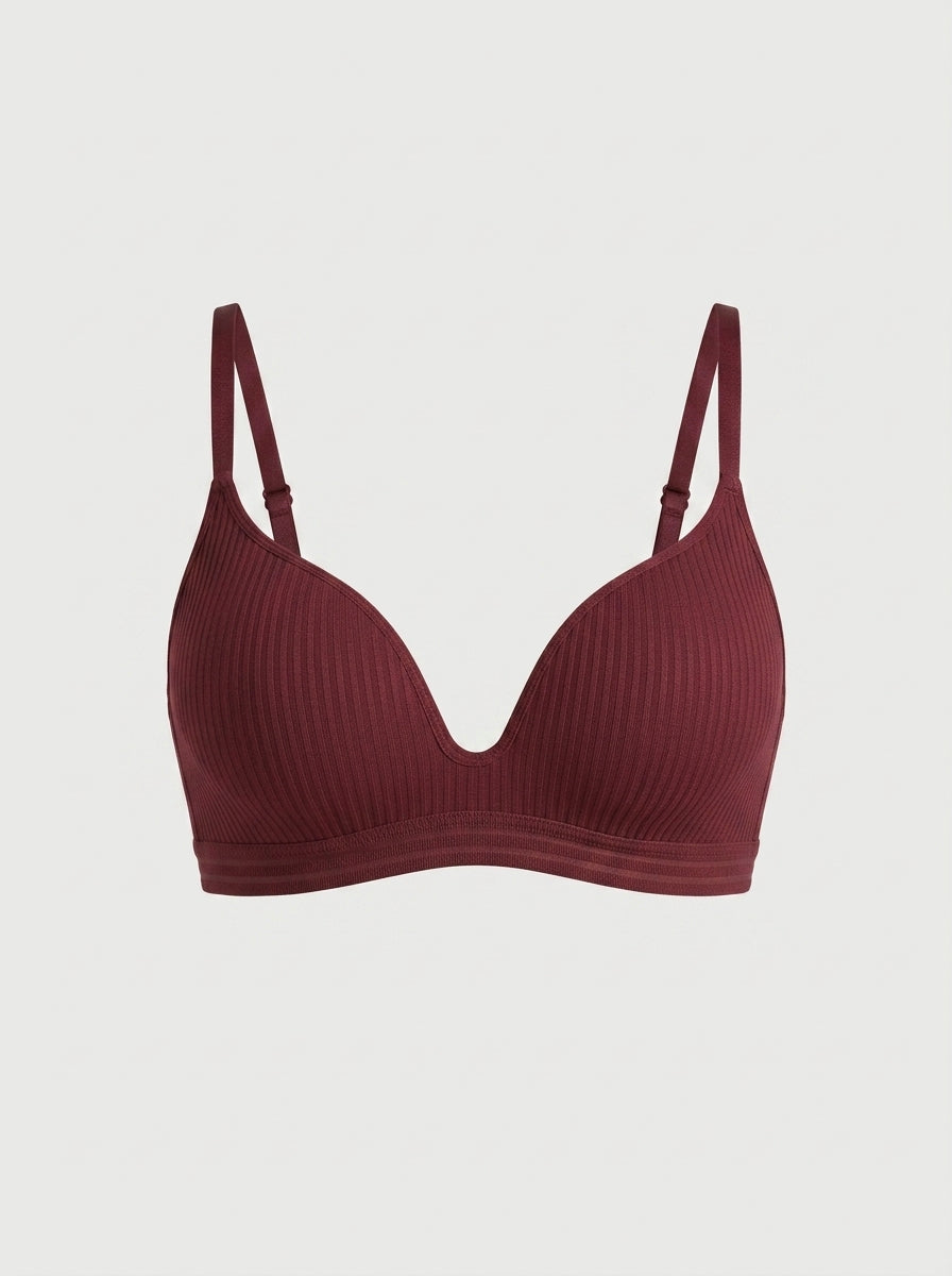 Ribbed V-Neck Support Bralette