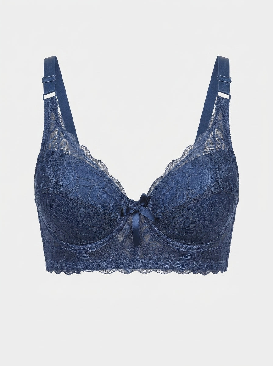 Lace Longline Bra with Bow Detail
