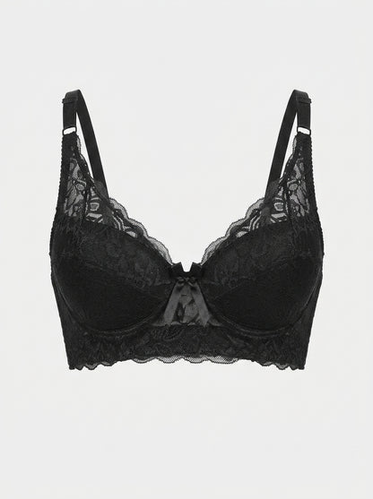 Lace Longline Bra with Bow Detail