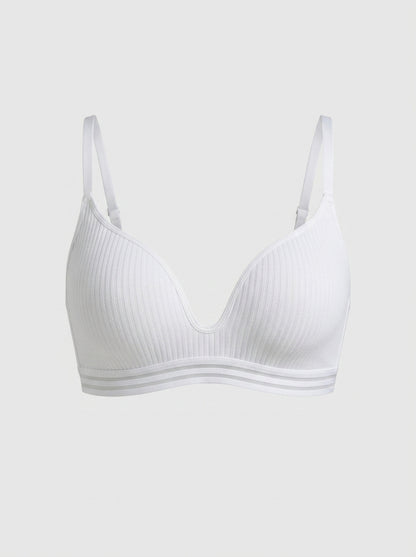 Ribbed V-Neck Support Bralette