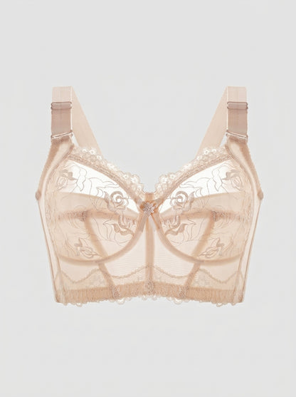 Sheer Floral Lace Longline Bra