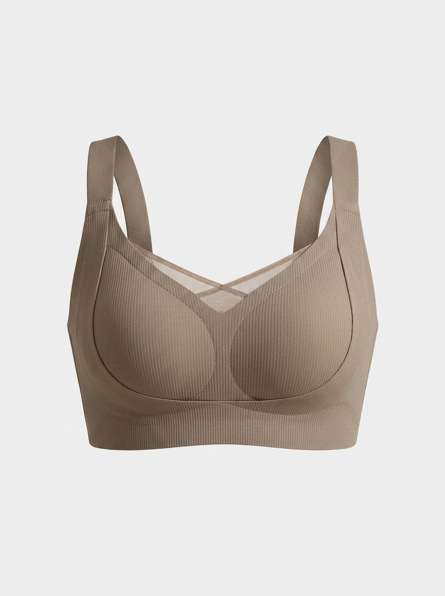 Ribbed Wire-Free Bra with Adjustable Straps