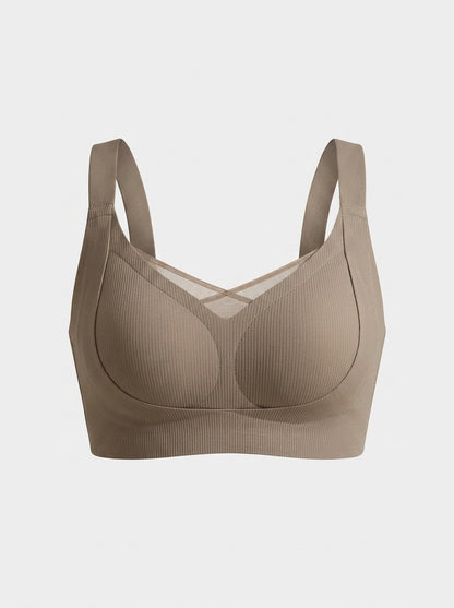 Ribbed Wire-Free Bra with Adjustable Straps