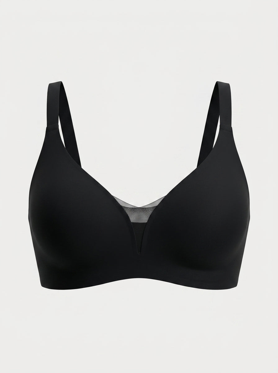 Wire-Free Support & Lift V-Neck Mesh Bra