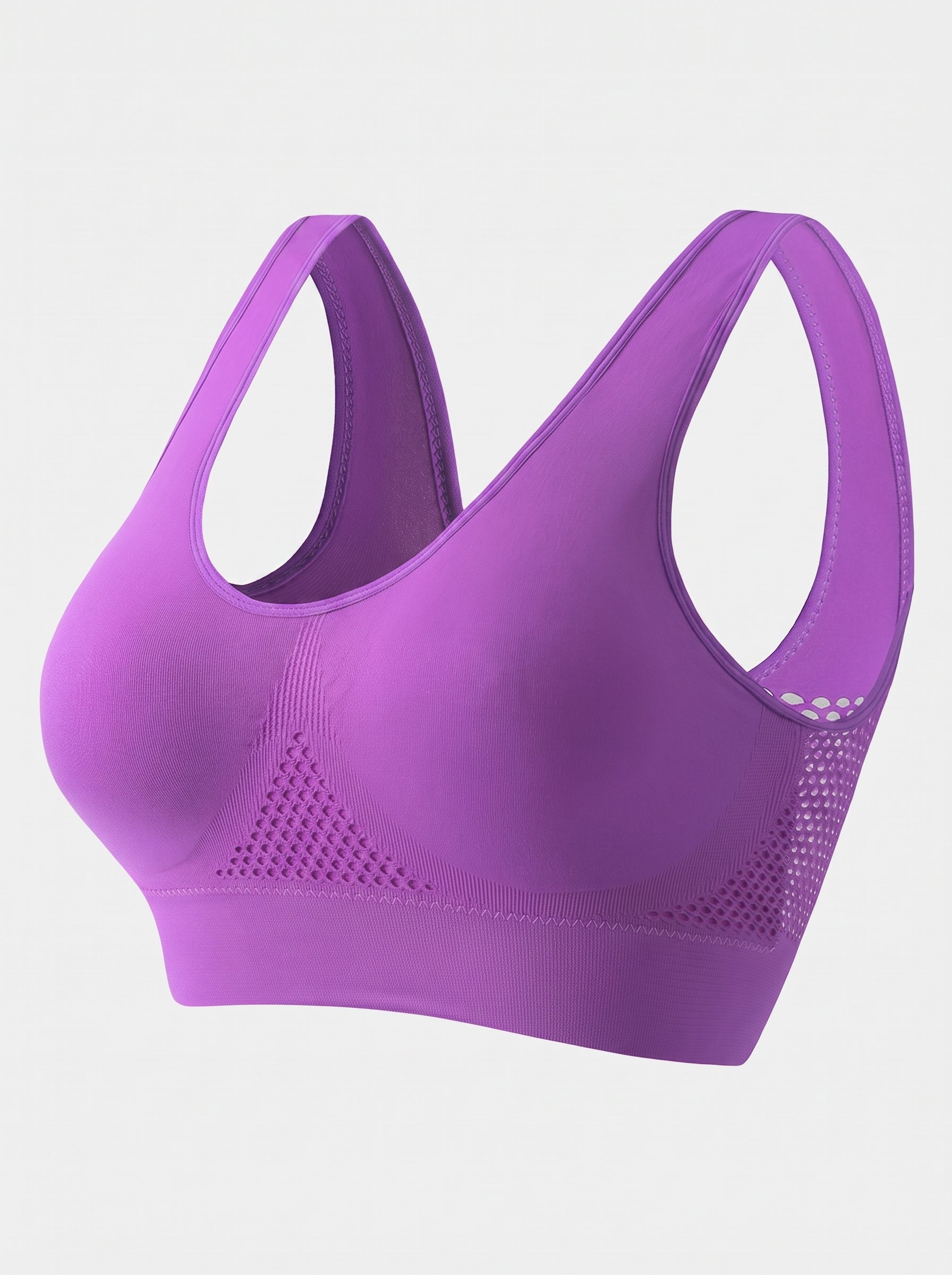 Breathable Racerback Sports Bra with Mesh Panels