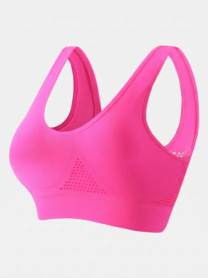Breathable Racerback Sports Bra with Mesh Panels