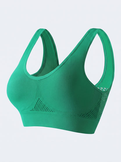 Breathable Racerback Sports Bra with Mesh Panels