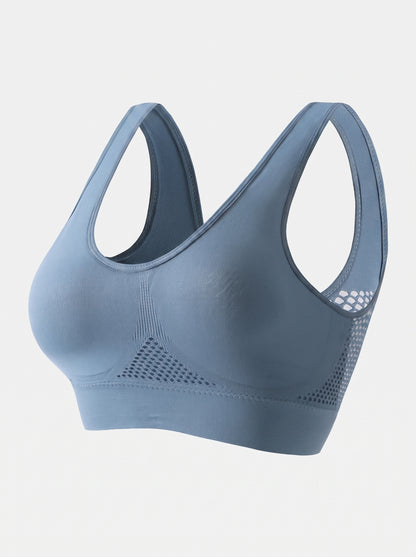 Breathable Racerback Sports Bra with Mesh Panels