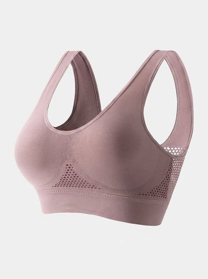 Breathable Racerback Sports Bra with Mesh Panels