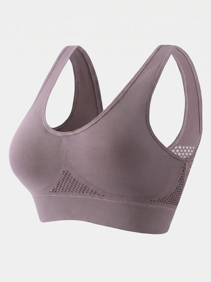 Breathable Racerback Sports Bra with Mesh Panels