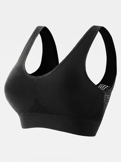 Breathable Racerback Sports Bra with Mesh Panels