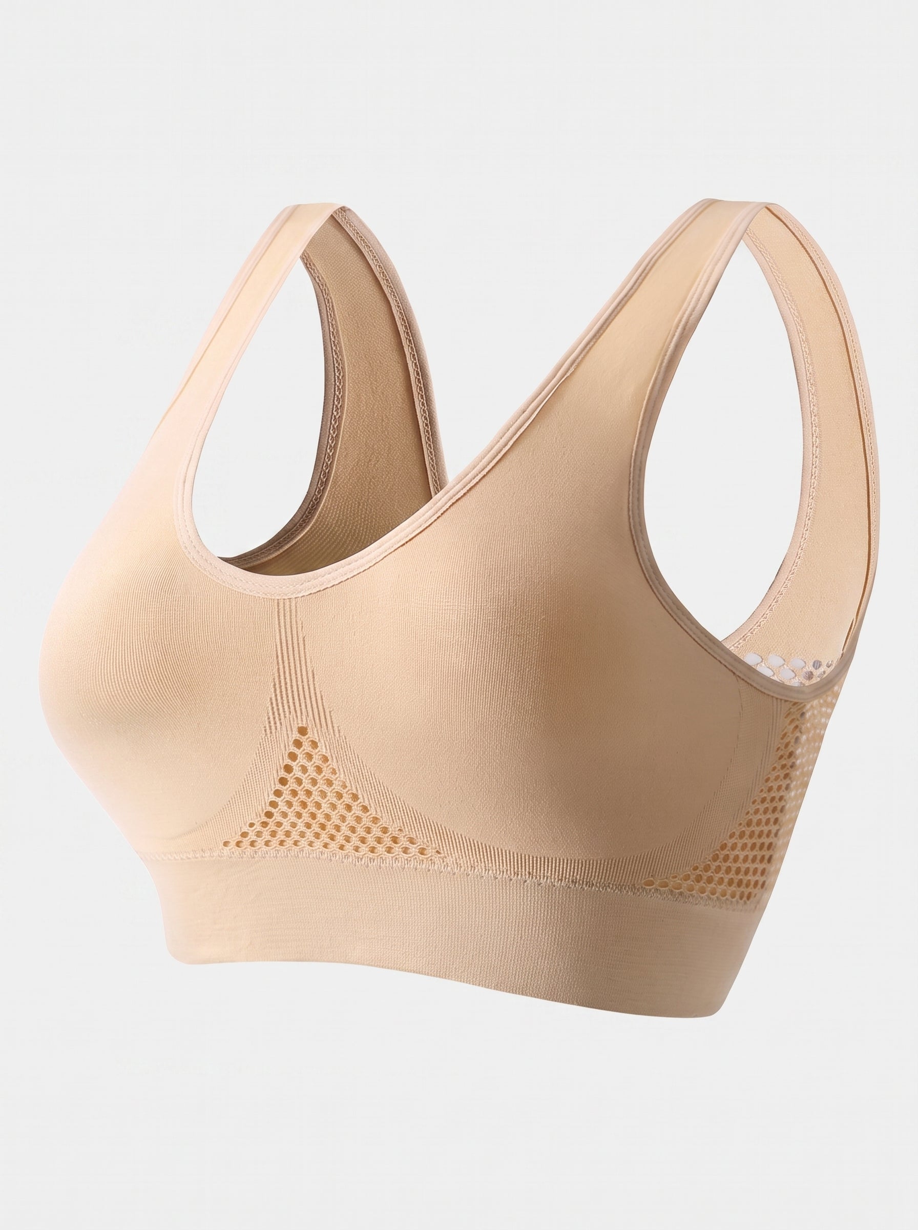 Breathable Racerback Sports Bra with Mesh Panels
