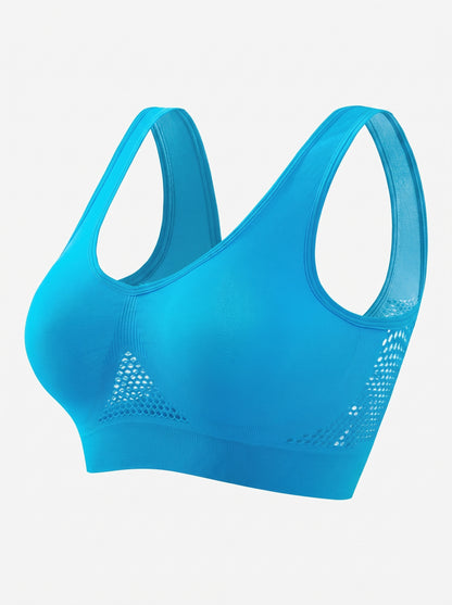 Breathable Racerback Sports Bra with Mesh Panels