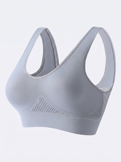 Breathable Racerback Sports Bra with Mesh Panels