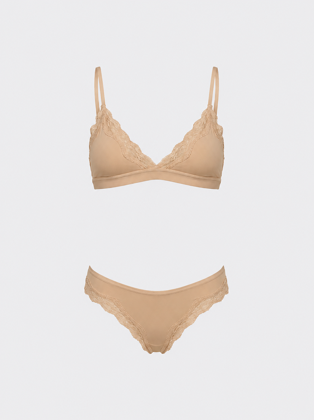 Lace-Trim Bralette and High-Cut Panty Set
