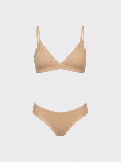 Lace-Trim Bralette and High-Cut Panty Set