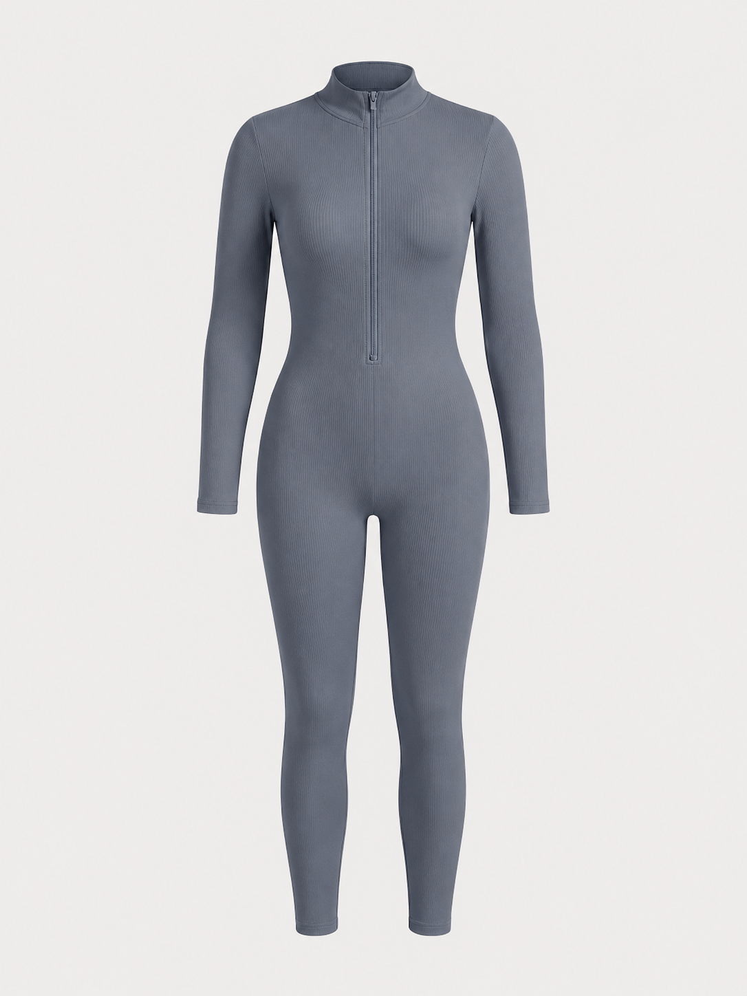 Long Sleeve Zip-Up Bodycon Jumpsuit