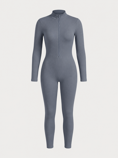 Long Sleeve Zip-Up Bodycon Jumpsuit