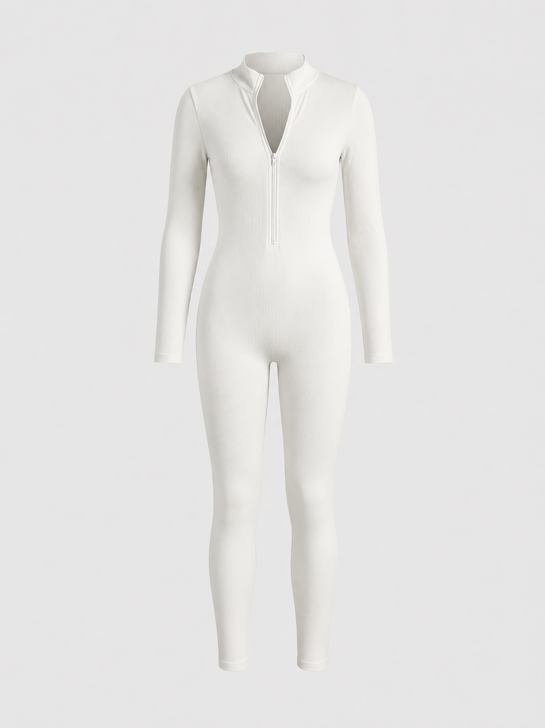 Long Sleeve Zip-Up Bodycon Jumpsuit