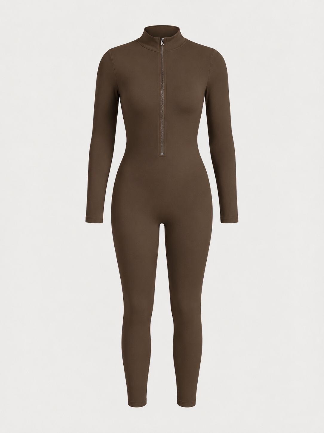 Long Sleeve Zip-Up Bodycon Jumpsuit
