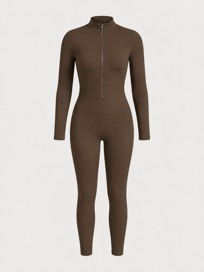 Long Sleeve Zip-Up Bodycon Jumpsuit