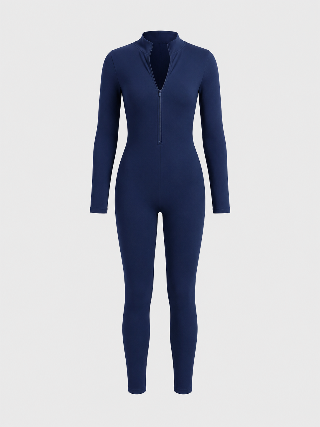 Long Sleeve Zip-Up Bodycon Jumpsuit