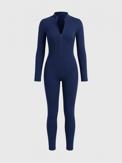 Long Sleeve Zip-Up Bodycon Jumpsuit