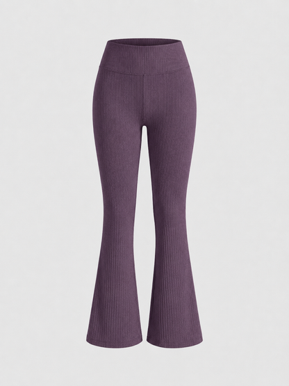 High-Waisted Ribbed Flare Leggings