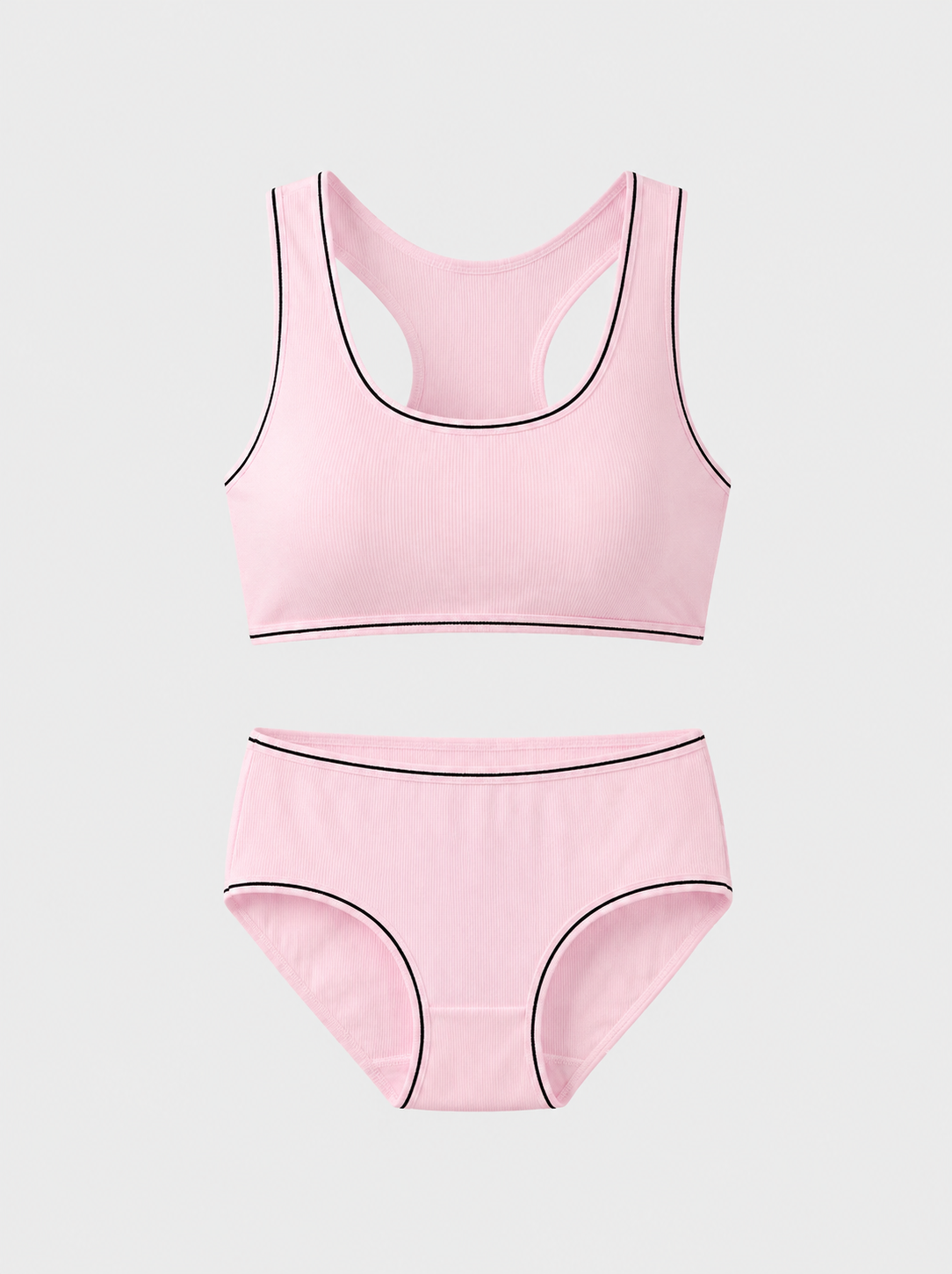 Racerback Bralette & Brief Set with Contrast Trim