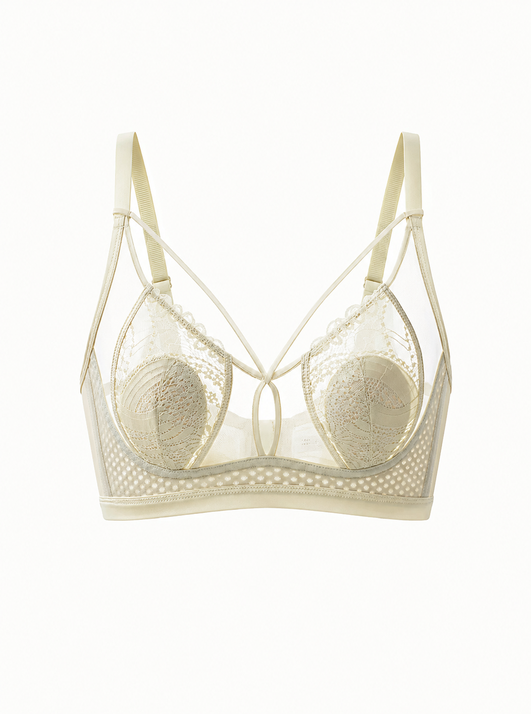 Sheer Mesh Wire-Free Bra with Double Straps