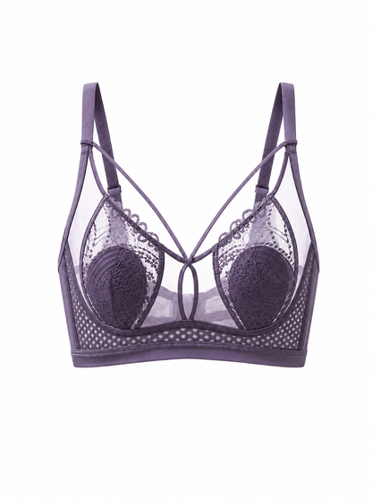 Sheer Mesh Wire-Free Bra with Double Straps