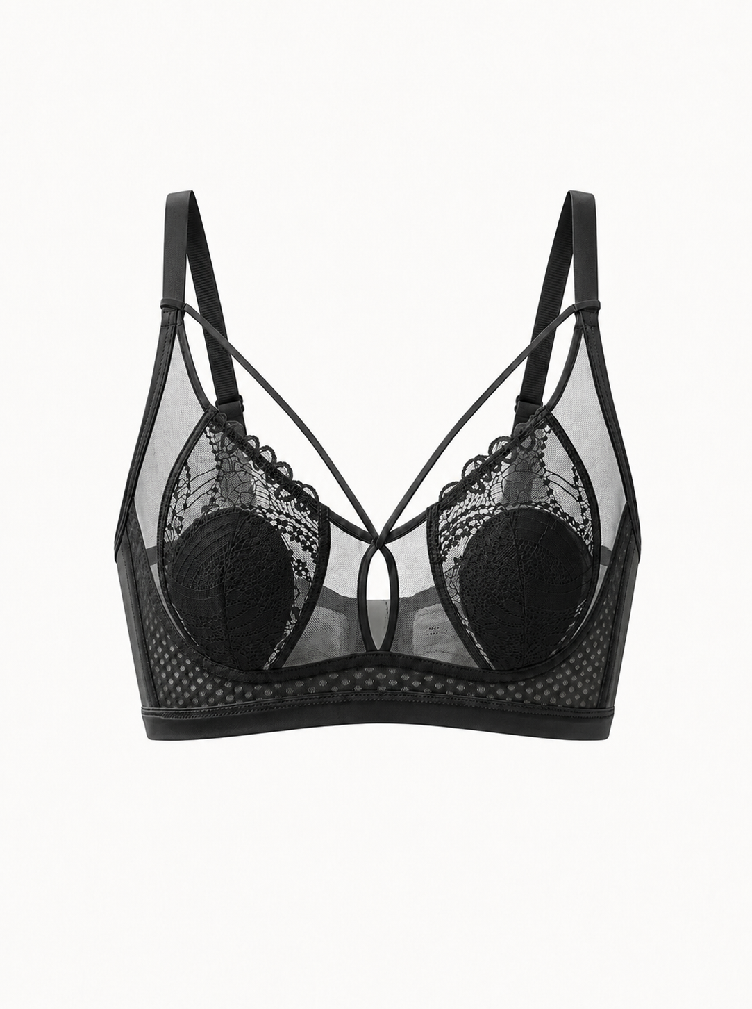 Sheer Mesh Wire-Free Bra with Double Straps
