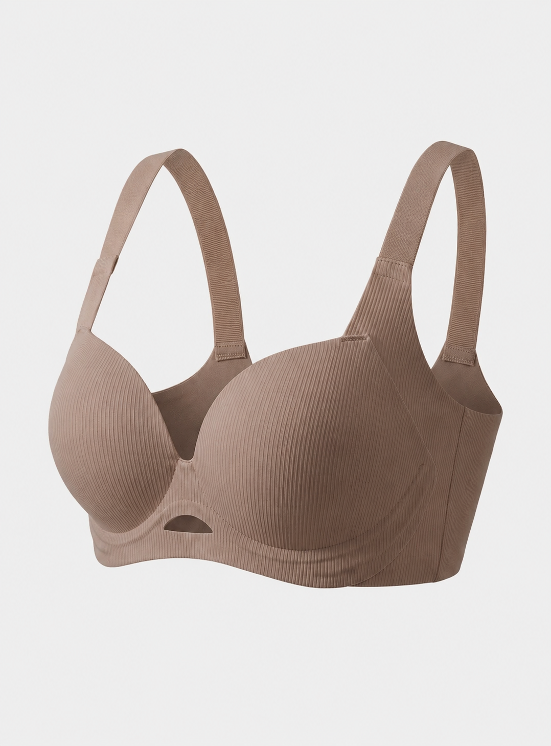 Ribbed Wire-Free Push-Up Bra with Wide Straps
