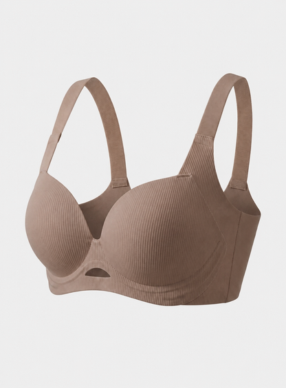 Ribbed Wire-Free Push-Up Bra with Wide Straps