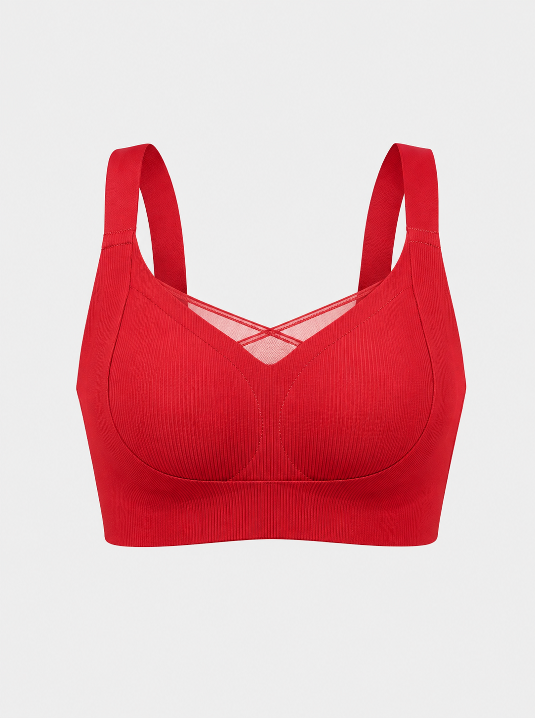 Ribbed Wire-Free Bra with Adjustable Straps