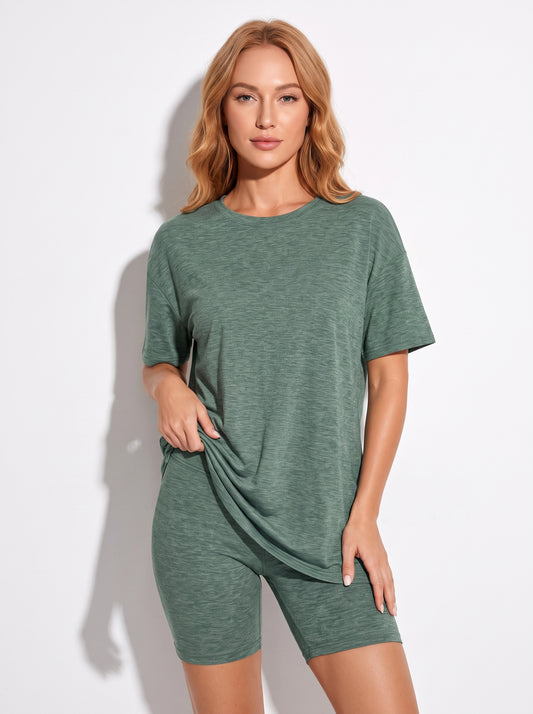 Oversized T-Shirt and Biker Shorts Lounge Set