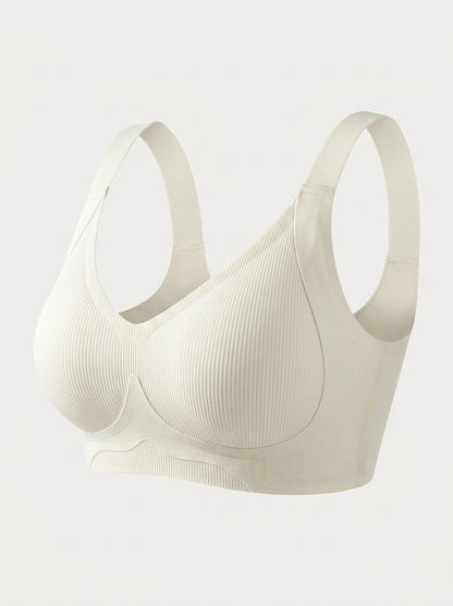 Wireless Ribbed Bra with Secure Wraparound