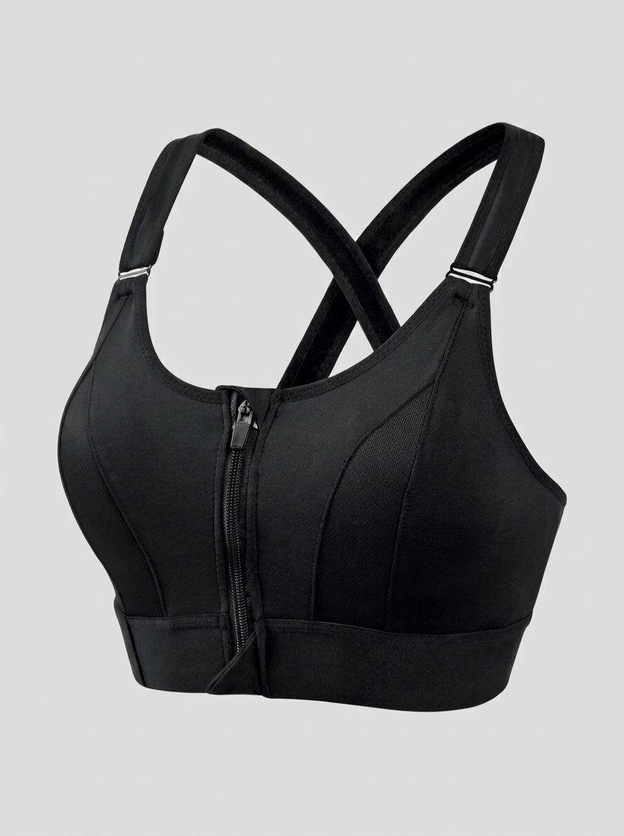 Zip-Front Sports Bra with Velcro Straps