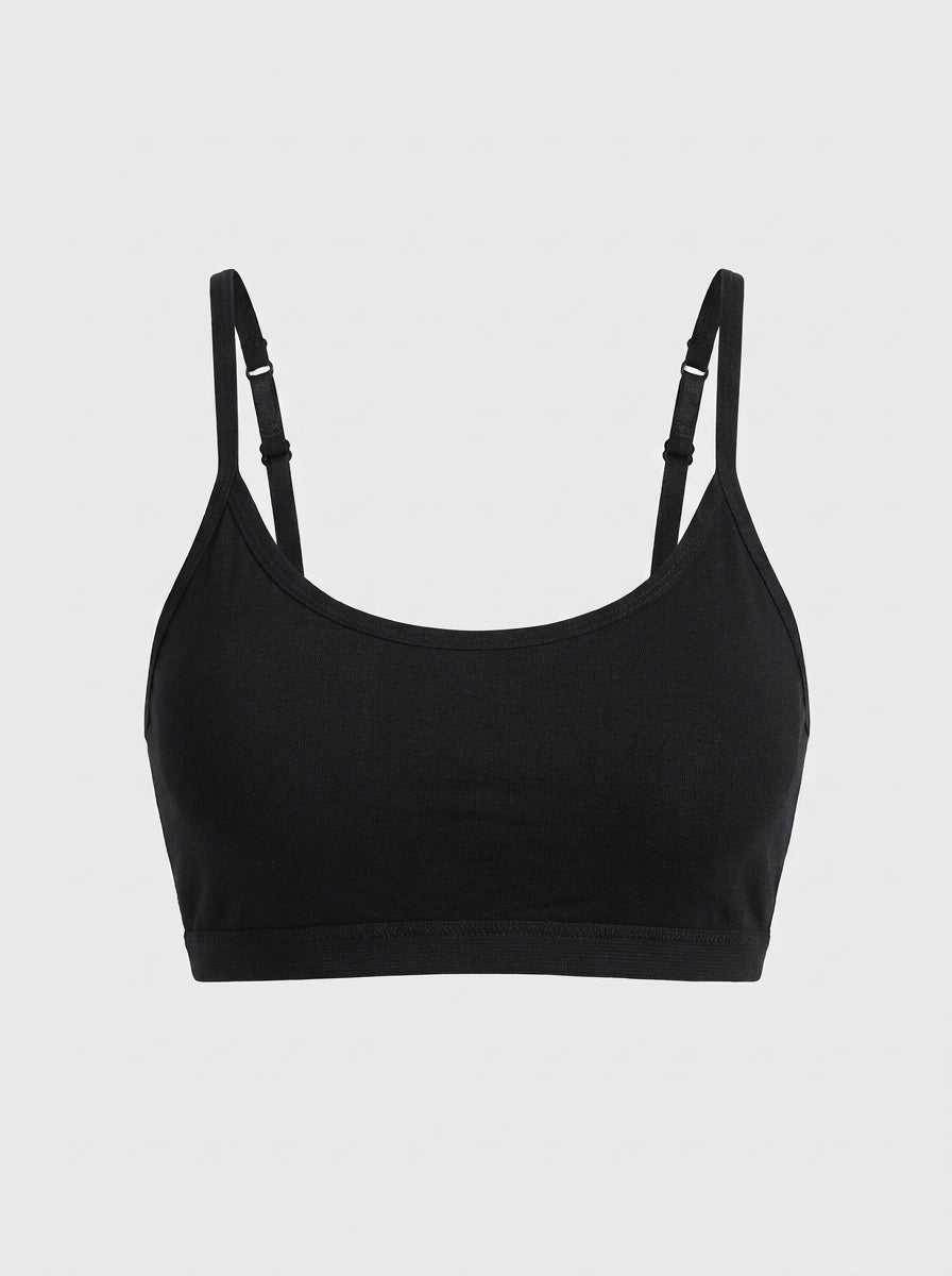 Cotton Scoop-Neck Bralette with Adjustable Straps