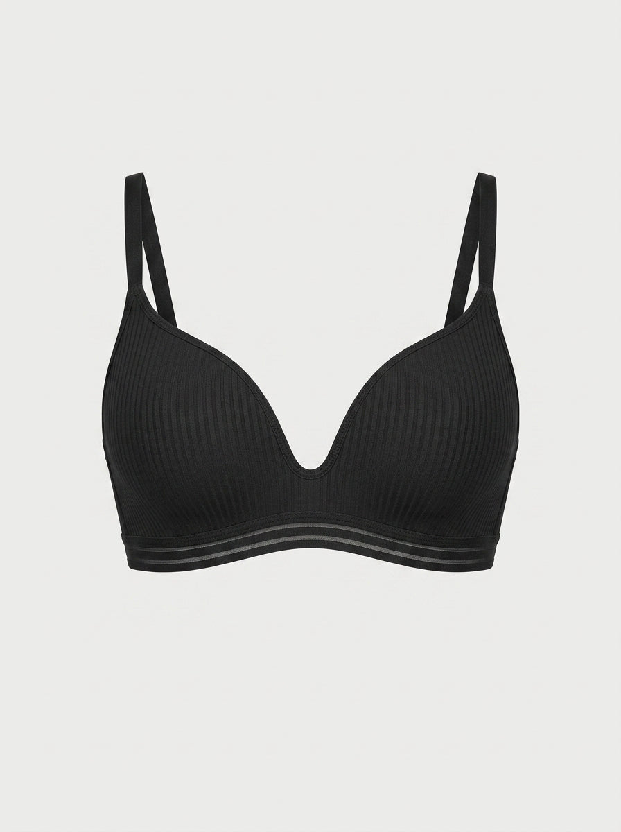 Ribbed V-Neck Support Bralette