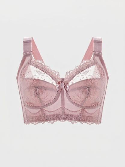 Sheer Floral Lace Longline Bra