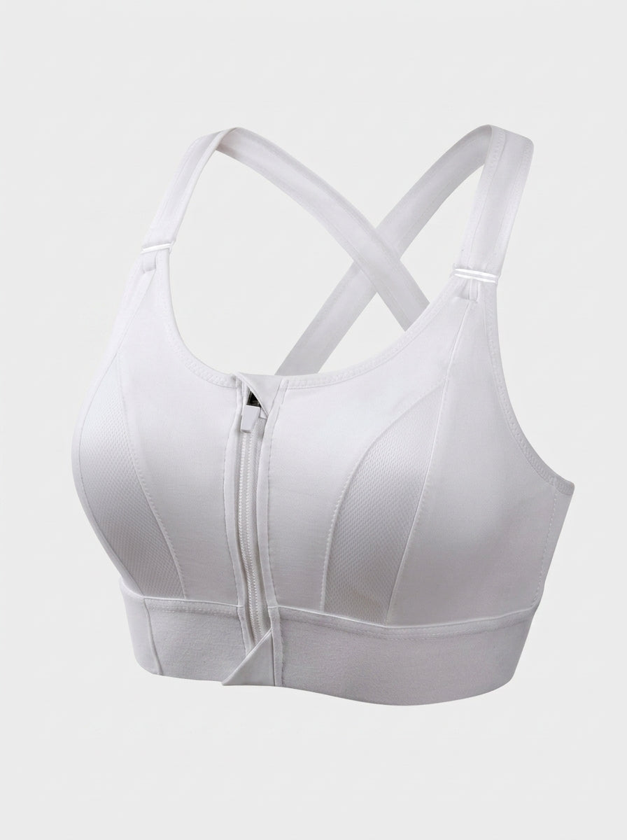 Zip-Front Sports Bra with Velcro Straps
