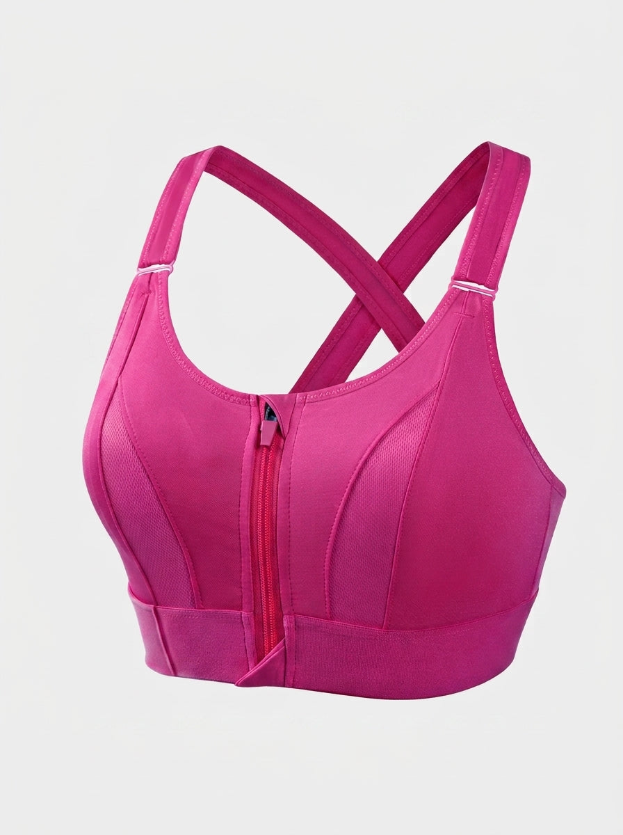 Zip-Front Sports Bra with Velcro Straps